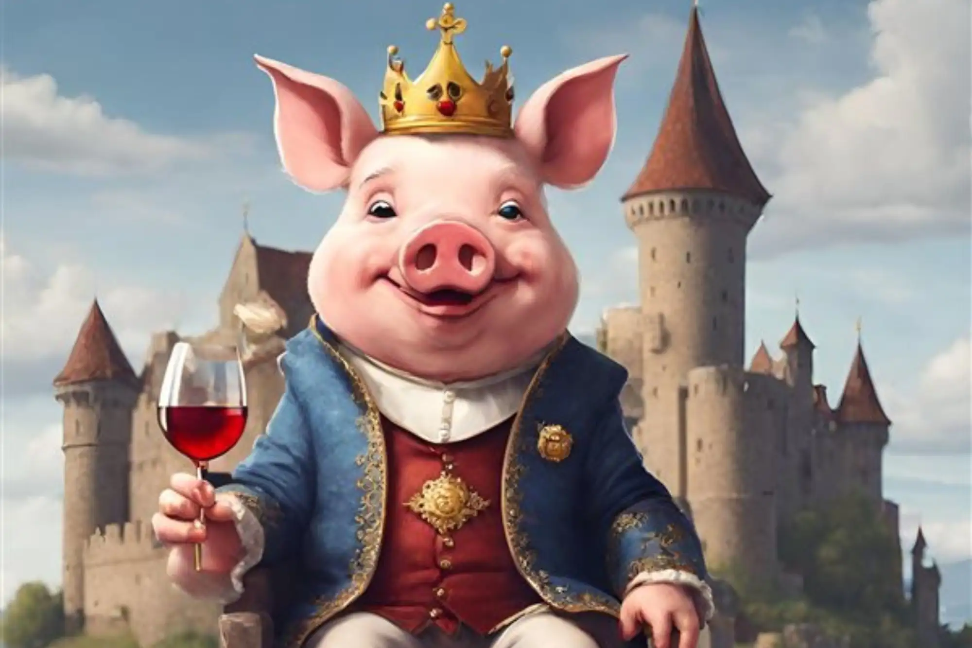 Il “re del cortile” brinda ad Artegna! L’immagine simbolo di Purcit in Staiare celebra gusto, tradizione e allegria friulana.