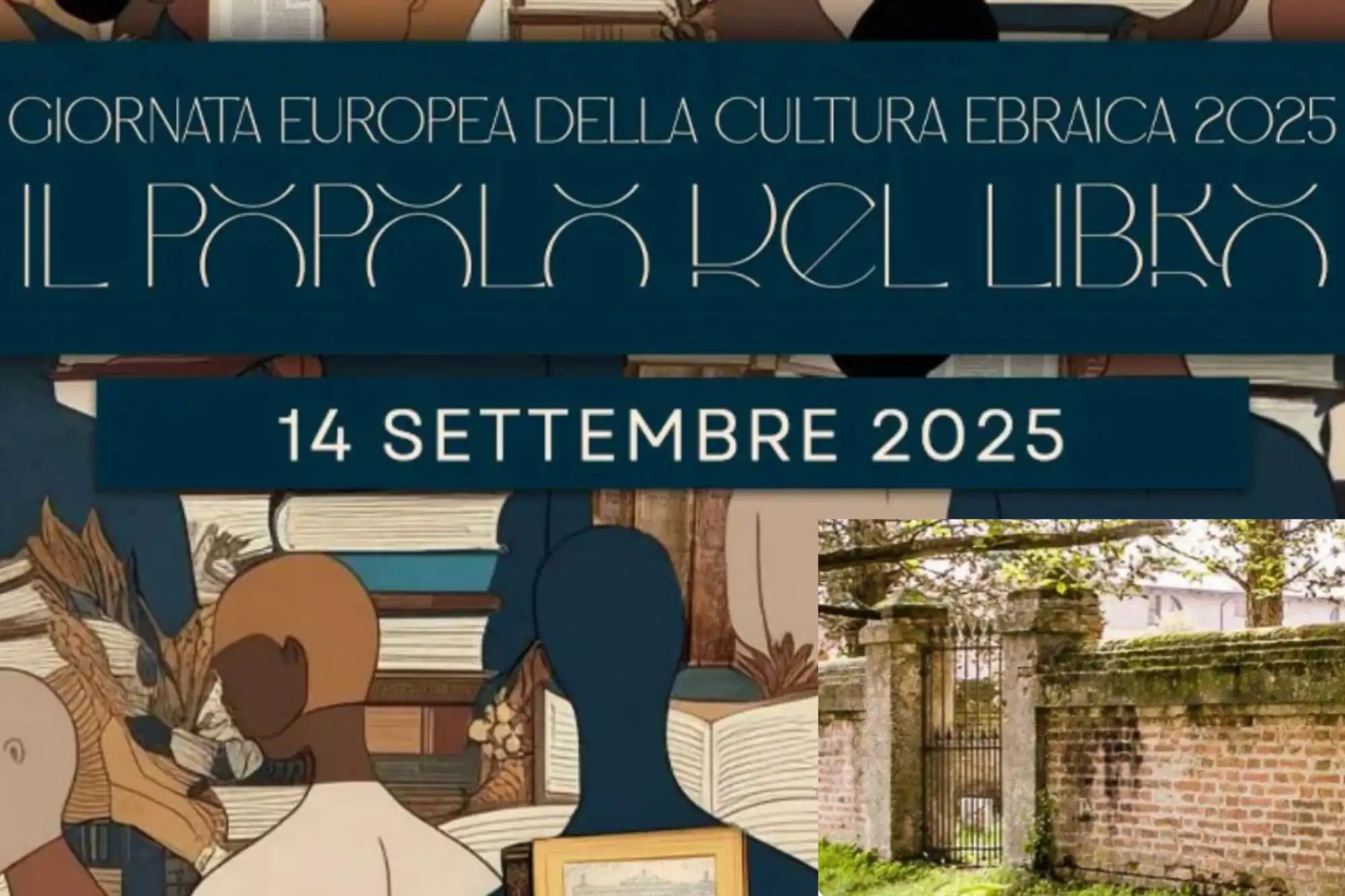 Locandina Giornata Europea della Cultura Ebraica 2025, tema Il popolo del libro, in programma il 14 settembre in oltre 100 città italiane