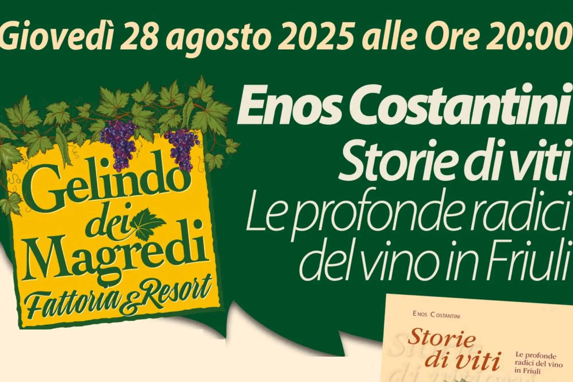 Scopri il futuro del vino friulano a Gelindo dei Magredi il 28 agosto 2025. Una serata con Enos Costantini, degustazioni gratuite e musica
