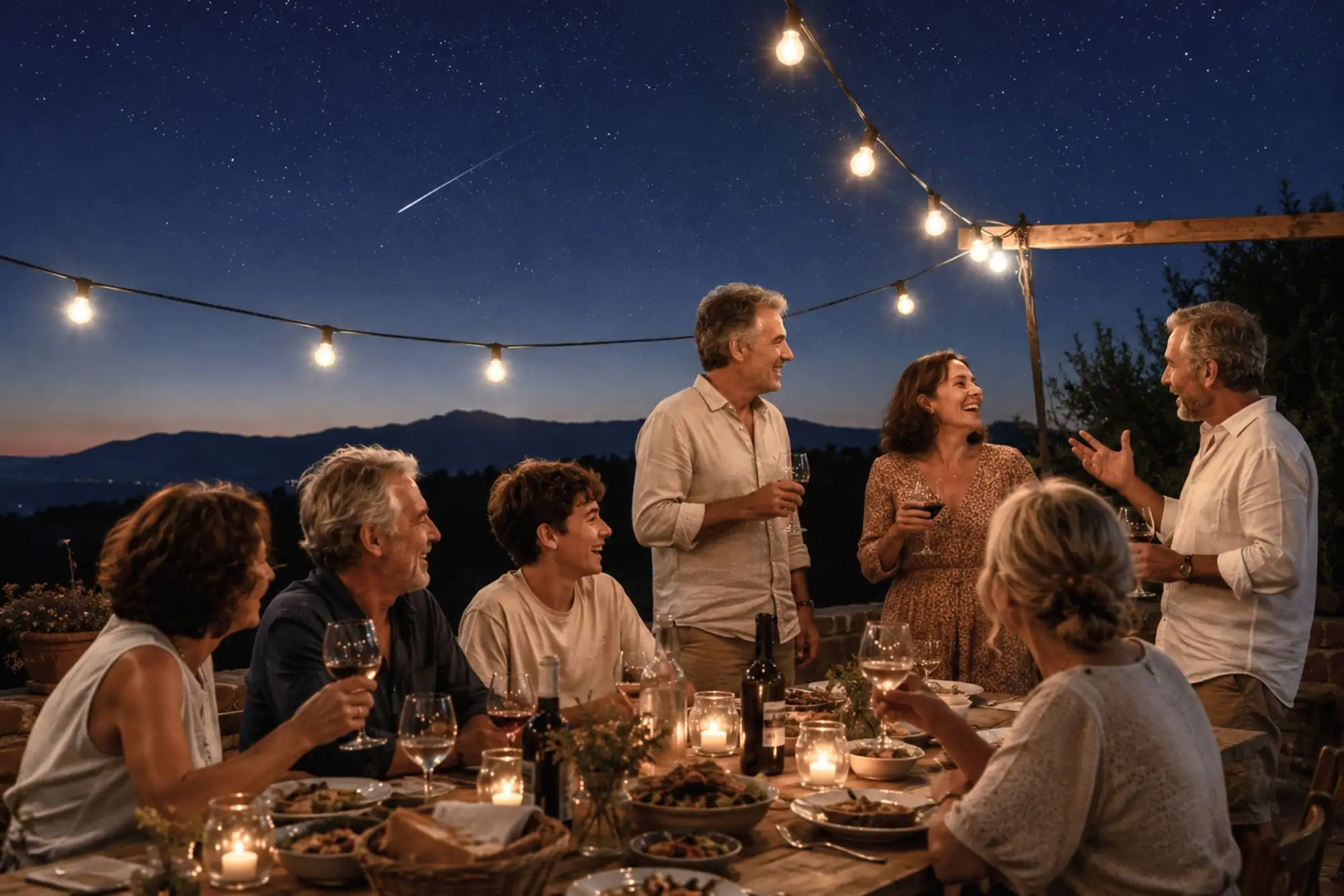 cena mediterranea sotto le stelle