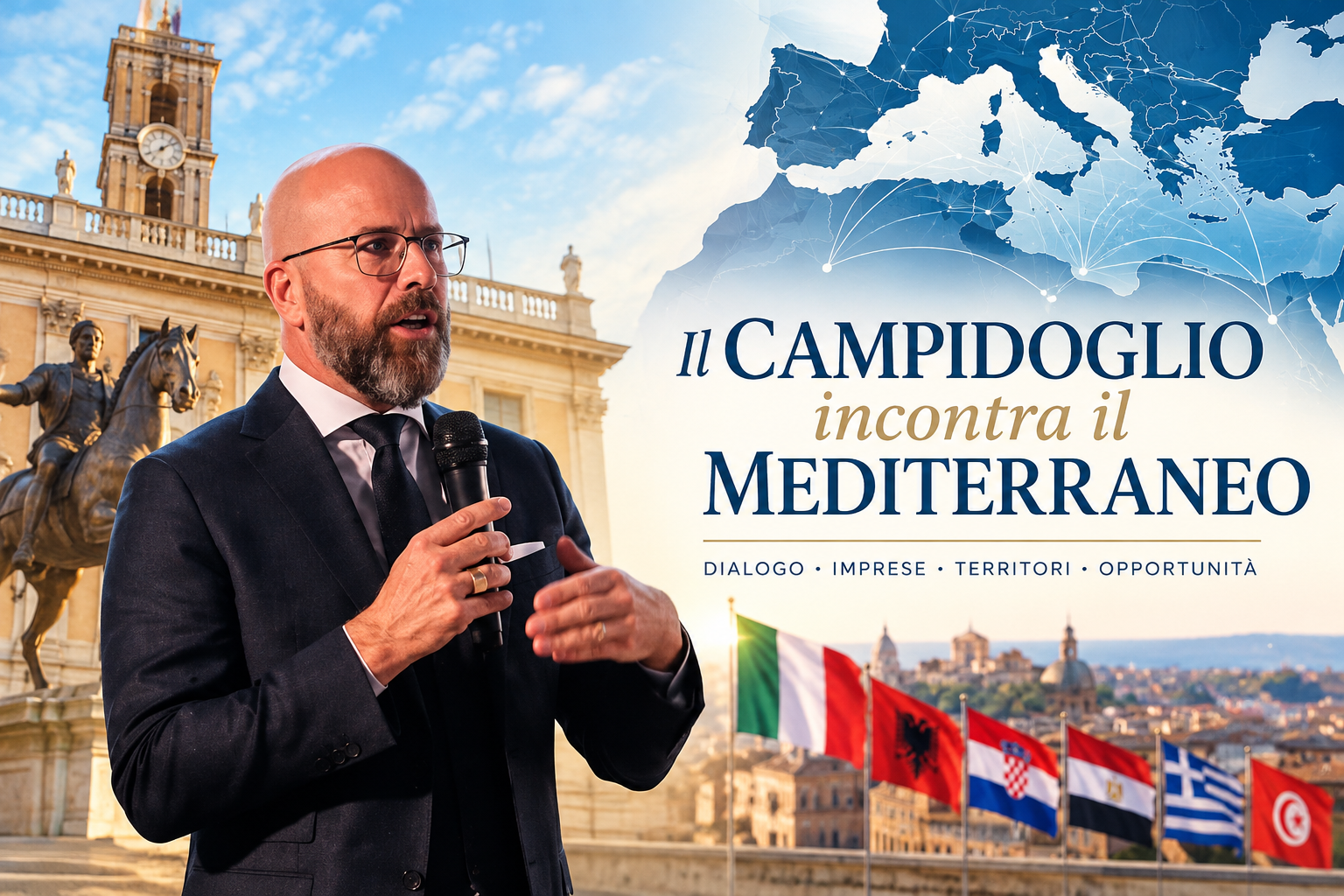 Michele Sangion al Campidoglio di Roma per l'incontro su Intelligenza Artificiale, imprese e Mediterraneo