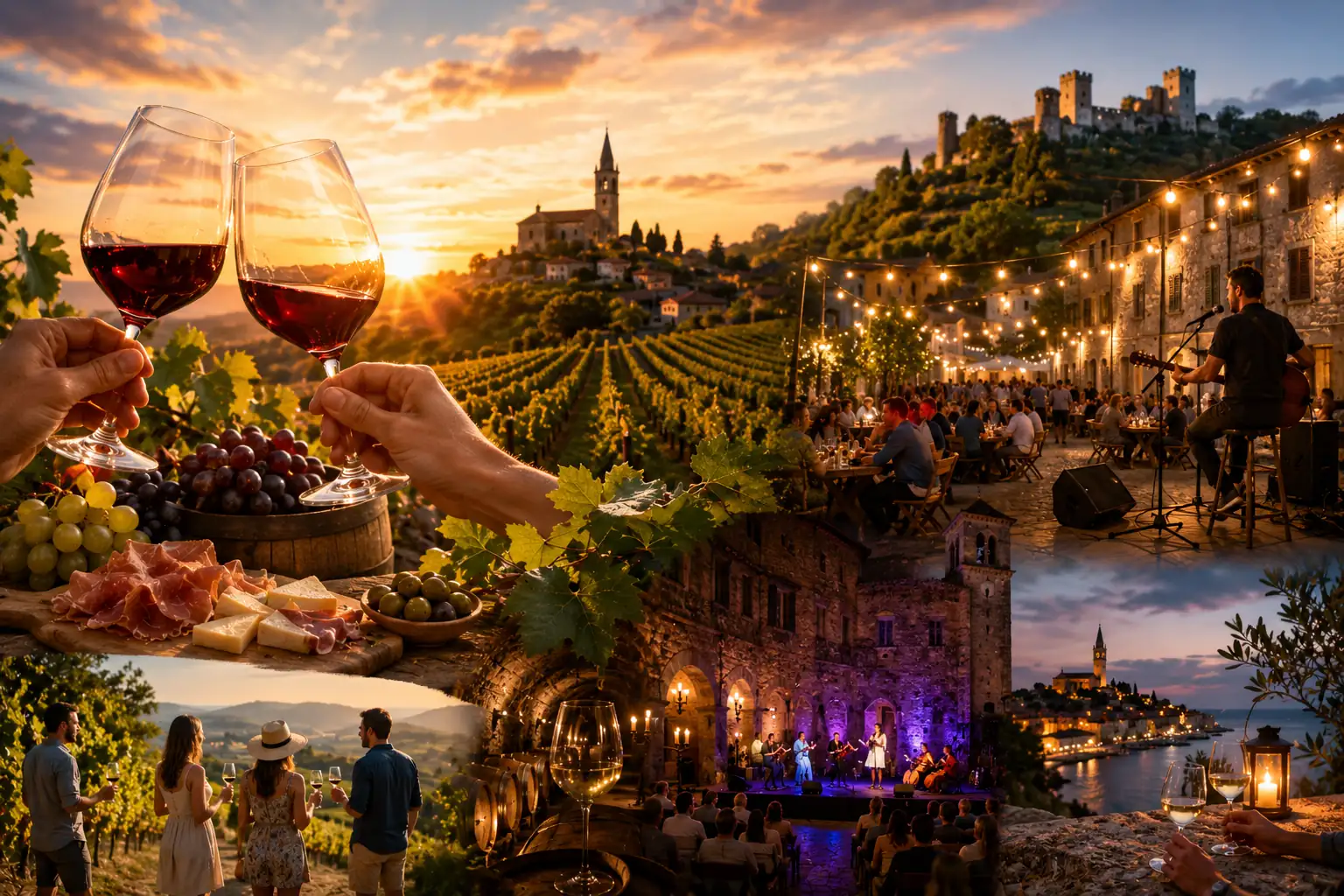 calendario degli appuntamenti delle Notti del Vino nelle Città del Vino del Friuli Venezia Giulia, Slovenia e Croazia nell'estate 2026